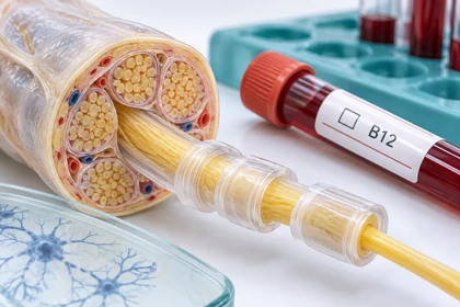 Онемение: B12, кровь и сахар: тематическая медицинская иллюстрация